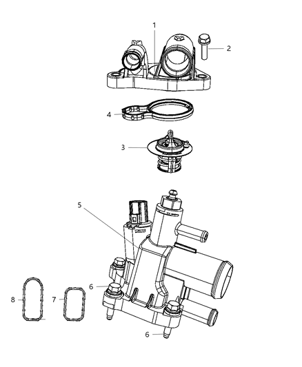 2010 Dodge Journey Thermostat & Related Parts Diagram 3 - Thumbnail