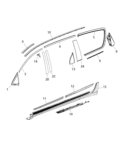 2019 Chrysler Pacifica Bracket Mounting Day Light Opening, Rear Door Attaching Diagram for 55112812AB