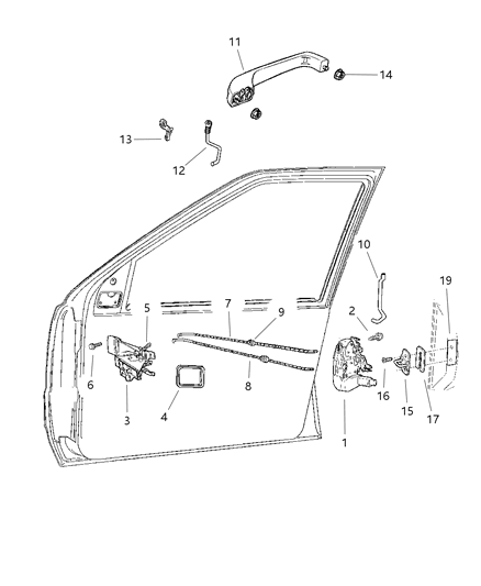 1998 Jeep Grand Cherokee Latch Package Front Door Diagram for 4798914AB