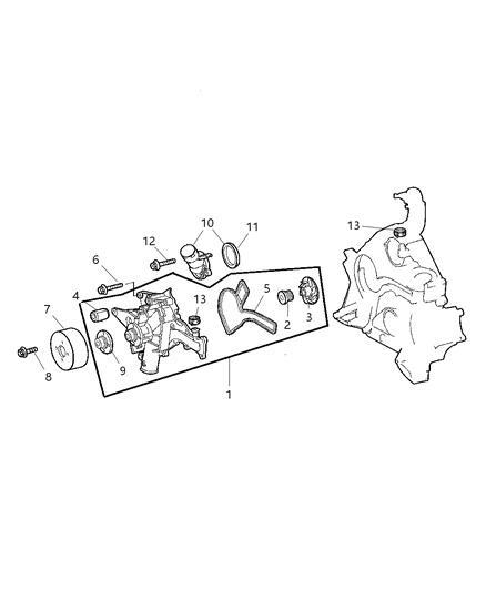 2006 Chrysler Crossfire Thermostat Housing Seal Diagram for 5099341AA