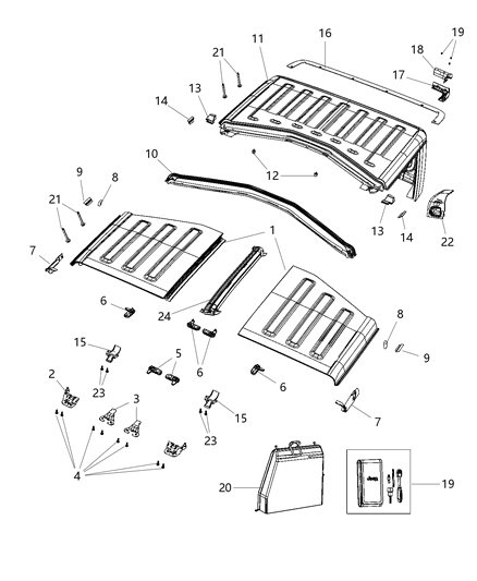 2021 Jeep Gladiator Bracket Latch Diagram for 68290524AA