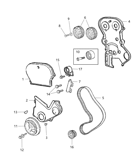 2006 Chrysler PT Cruiser Timing Belt / Chain & Cover Diagram 3 - Thumbnail