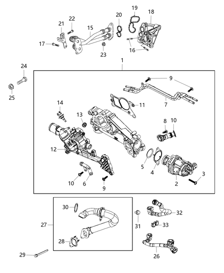 2020 Jeep Compass Thermostat Housing, Includes Compression Seals Diagram for 68438228AA