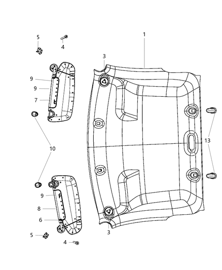 2016 Ram 1500 Visor Illuminated Cloth Diagram for 5ZF96DX9AA