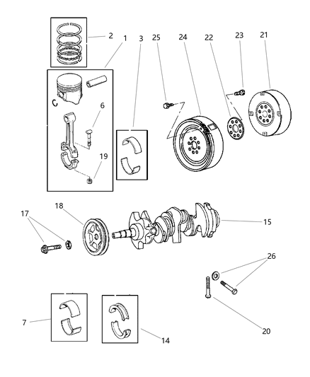 2000 Dodge Intrepid Crankshaft , Piston And Torque Converter Diagram 2 - Thumbnail