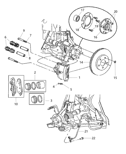 2003 Dodge Neon Bracket Brake Caliper Diagram for 5104757AA