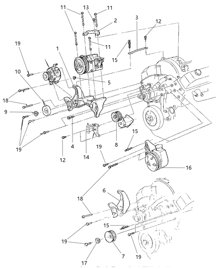 1997 Dodge Dakota Compressor Mount Bracket, Upper Diagram for 53010252