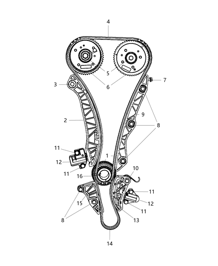 2010 Jeep Patriot Bolt M6X1.00X25.00 Timing Chain Cover to Cylinder Block Diagram for 6509284AA