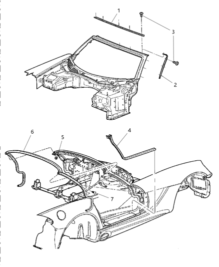 2003 Dodge Viper Weatherstrips of Doors & Related Parts Diagram