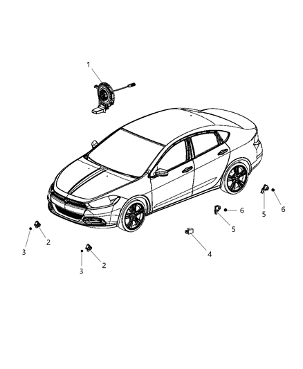 2013 Dodge Dart Clockspring Steering Column Control Module Diagram for 56046816AC