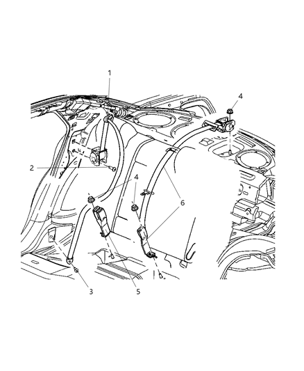 2005 Chrysler 300 Buckle End, Light Gray, Rear Inner Diagram for UX561D1AC