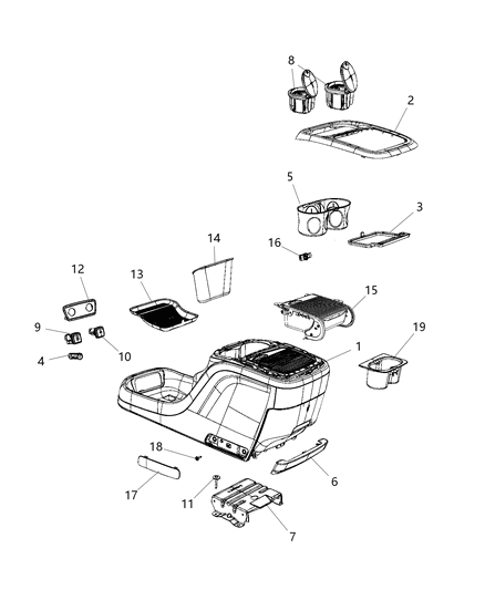 2019 Chrysler Pacifica Console Center Diagram for 6SY112D2AC