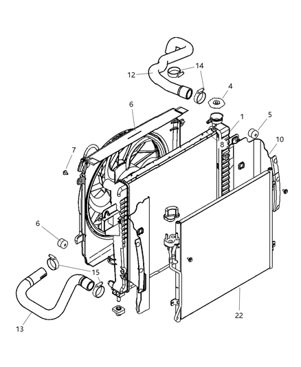 2005 Jeep Liberty Lower Hose, Upper Diagram for 52079706AB