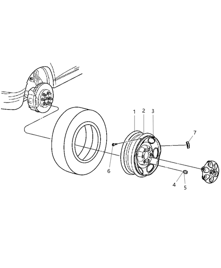 2003 Dodge Dakota Wheel, Alloy Diagram for 5GR83PAKAC