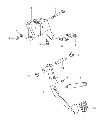 1997 Dodge Avenger Brake Pedals Diagram 2 - Thumbnail