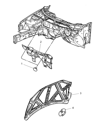 2005 Chrysler Sebring Sedan & Convertible Silencer, Front Hood Diagram