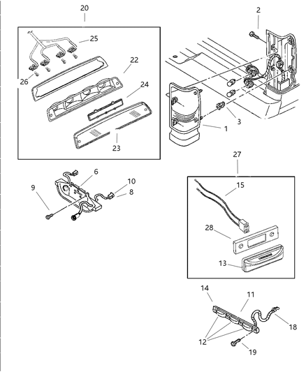 2001 Dodge Ram 3500 Lamp Tail Stop Turn Diagram for 5EK44WS2AC