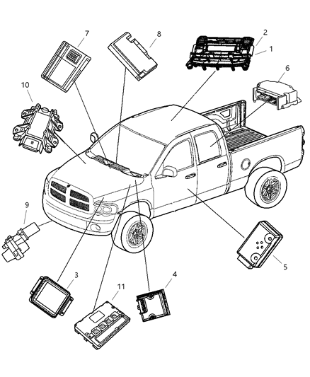 2007 Dodge Ram 2500 Receiver Control Module Diagram for 5026220AF