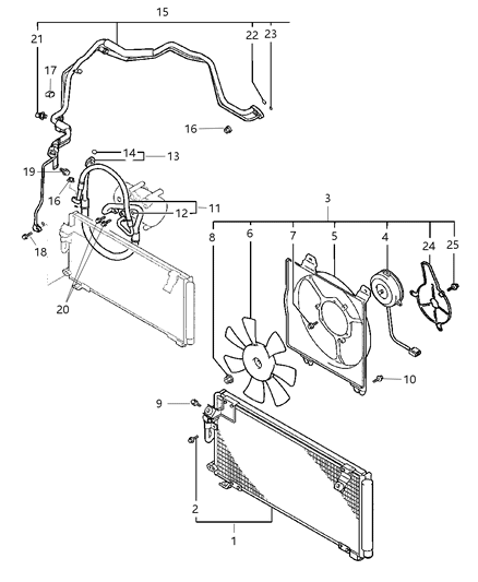 2001 Chrysler Sebring Fan Assembly Diagram for MR958424