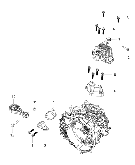 2014 Jeep Cherokee Mounting Support of Manual Transmission Diagram