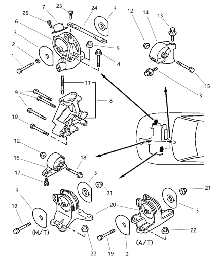 2005 Chrysler Sebring Mount Bracket, Front Diagram for 1091A013