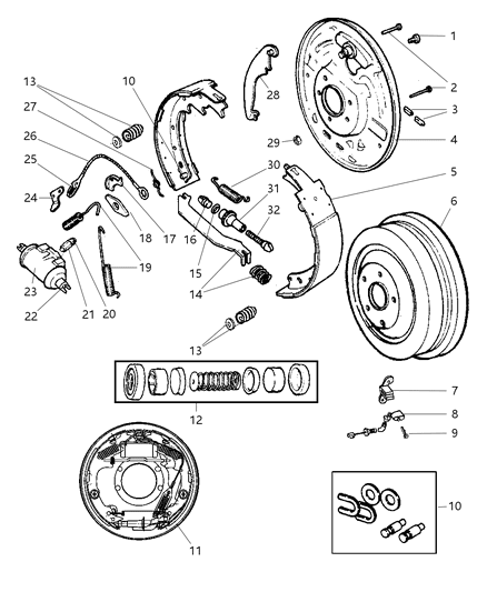 2001 Jeep Cherokee Plug Brake Adjusting Hole Diagram for 5018557AA