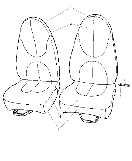 2000 Dodge Dakota Seat Back, Gray, Front Driver Side Diagram for TG351C3AA