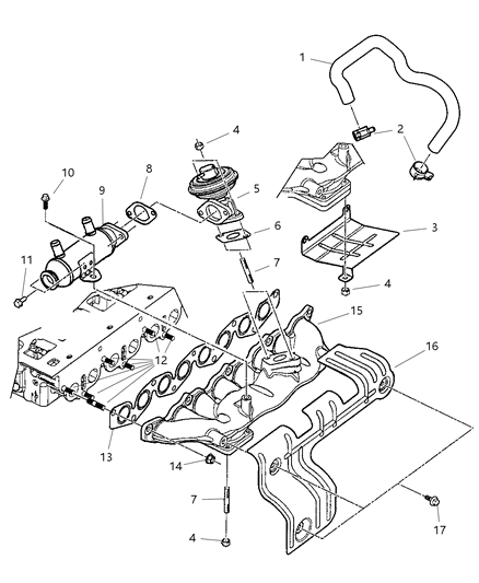 2003 Jeep Liberty Pipe EGR To Manifold Diagram for 5072689AA