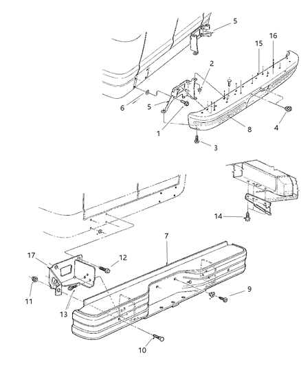 1999 Dodge Ram Wagon Bumper, Rear Diagram