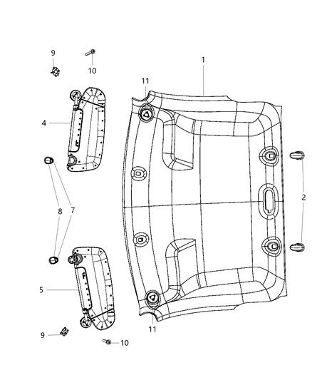 2018 Ram 2500 Visor Illuminated Diagram for 1VF24DX9AC