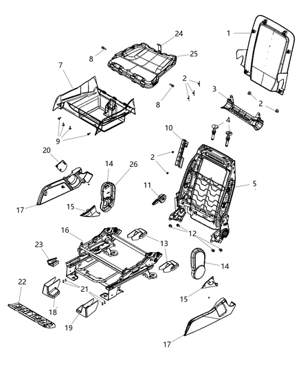 2010 Dodge Journey Handle Recliner Diagram for 1LB441K7AA