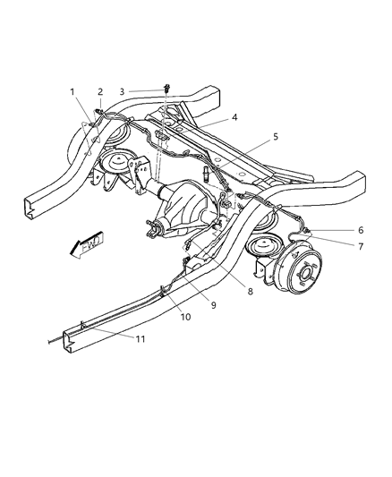2005 Jeep Wrangler Brake Lines & Hoses, Rear Diagram 1 - Thumbnail