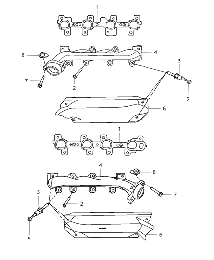 2009 Jeep Commander Exhaust Manifolds & Heat Shields Diagram 2 - Thumbnail