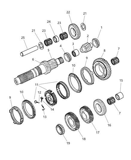 2000 Dodge Ram 2500 Regular Cab Gear Train of Manual Transmission Diagram 3 - Thumbnail