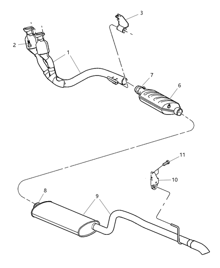 2001 Jeep Grand Cherokee Muffler And Tailpipe Exhaust Diagram for 52101094AC