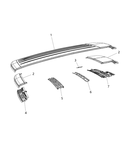 2019 Jeep Renegade Header Roof Rear Diagram for 68246257AA