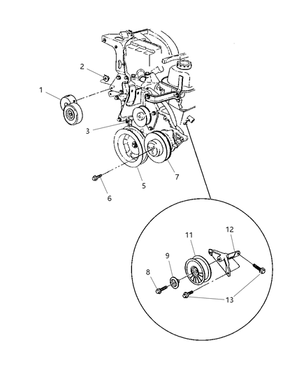 1999 Dodge Grand Caravan Pulley & Related Parts Diagram 3 - Thumbnail