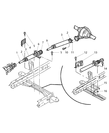 2003 Dodge Dakota Shield Center Bearing Diagram for 52105387AB