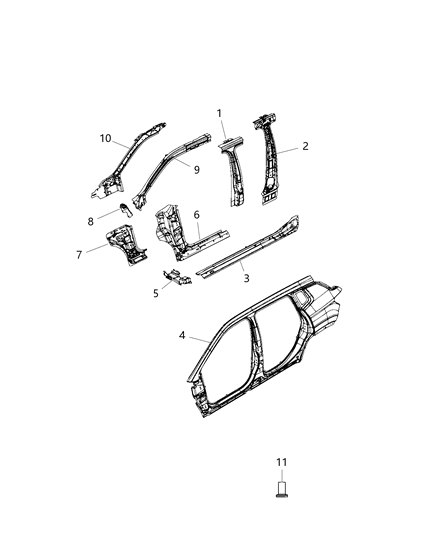 2021 Jeep Compass Panel Cowl Side, Driver Side Diagram for 68406640AA