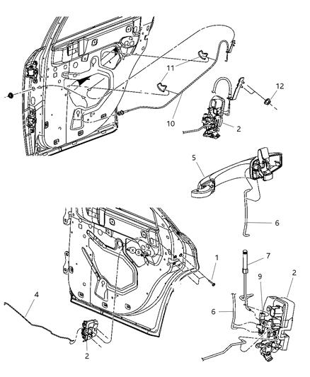 2006 Chrysler 300 Latch Rods, Rear Lower Passenger Side Diagram for 5065452AB