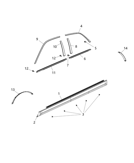 2019 Chrysler 300 Applique B Pillar Front Diagram for 57010384AC
