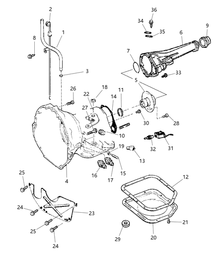 1999 Jeep Cherokee Case & Related Parts of Automatic Transmission Diagram 1 - Thumbnail