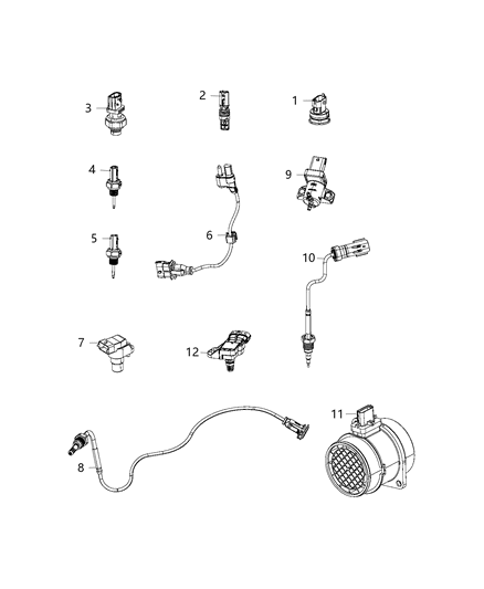 2019 Ram 1500 Sensor Exhaust Temperature Turbo Outlet Temperature Diagram for 68211218AA