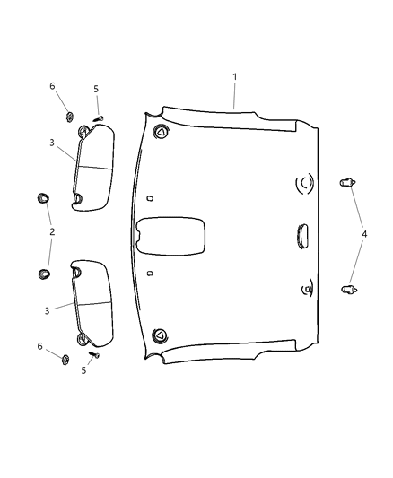 2005 Dodge Ram 1500 Sunvisor, Passenger Side Diagram for YE82TL2AA