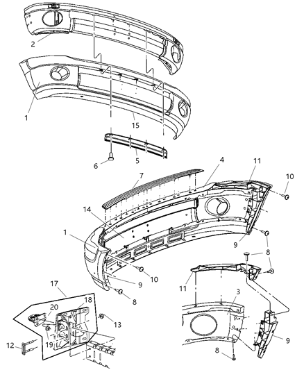 2006 Dodge Ram 3500 Front Bumper, Body Color Diagram