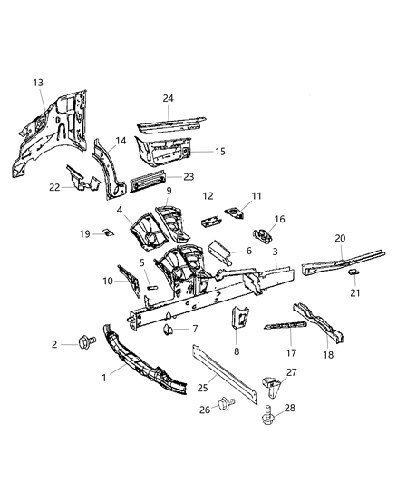 2009 Dodge Sprinter 3500 Panel Fender Diagram for 68006280AA
