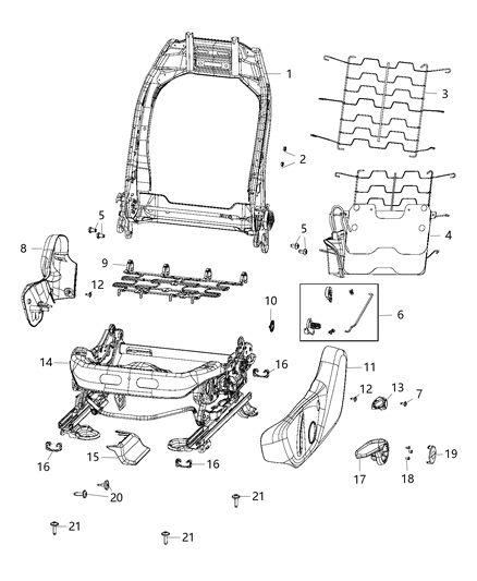 2021 Jeep Compass Seat Back Frame, Front Driver Side Diagram for 68248240AC