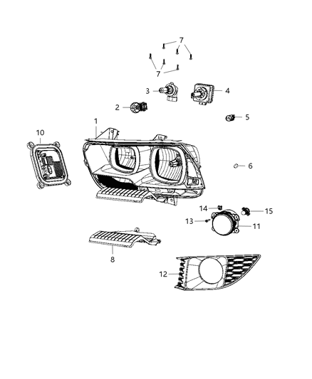 2013 Dodge Charger Fog Lamp Bezel, Front Passenger Side Diagram for 68072020AA