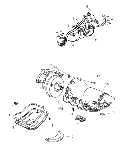 2001 Dodge Ram 3500 Quad & Club Cab Case & Related Parts of Automatic Transmission Diagram 2 - Thumbnail