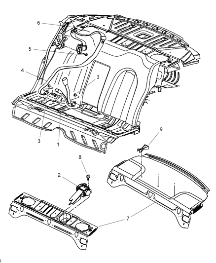 2000 Chrysler LHS Buckle End, Tan, Rear Inner Driver Side Diagram for PH771K9AB